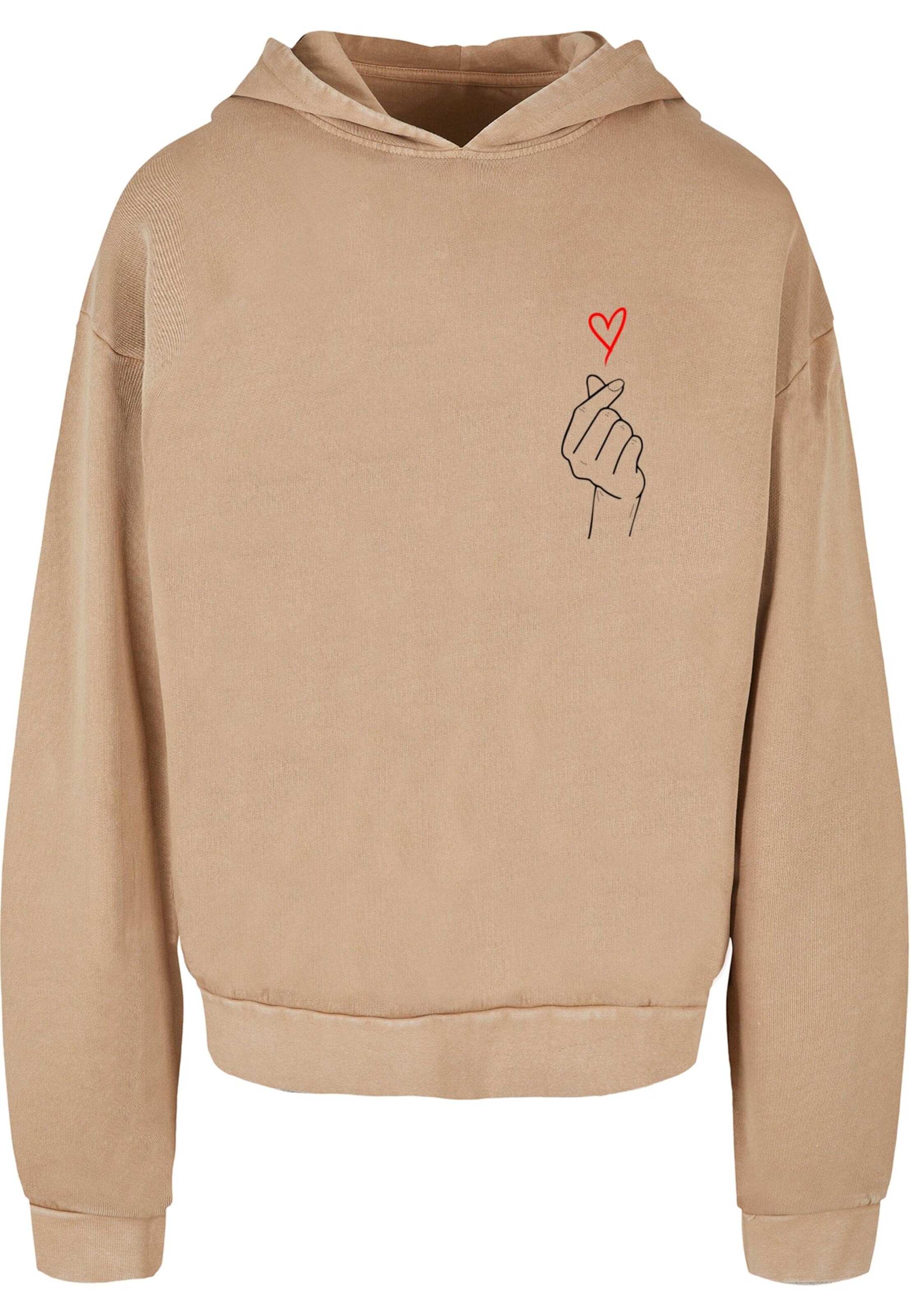 Merchcode Sweatshirt 'K Heart' in Beige: voorkant