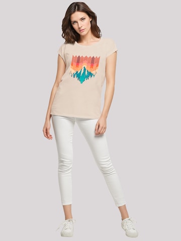 F4NT4STIC Shirt 'Berg Sonnenuntergang Geometrisch' in Beige