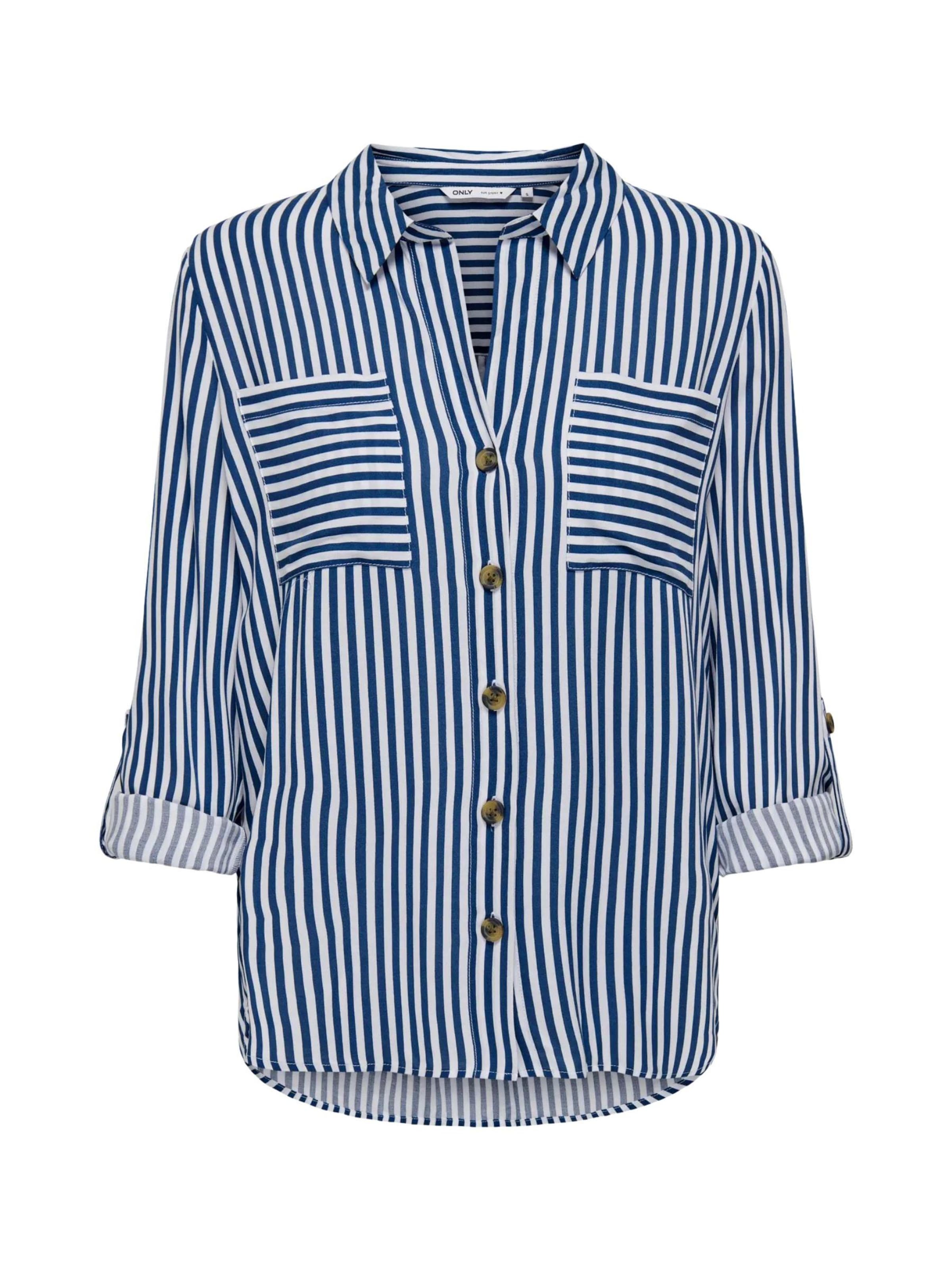 ONLY - Blusa 'ONLY ONLYASMIN SHIRT L/S WVN NOOS CAMICIA' en azul: frente