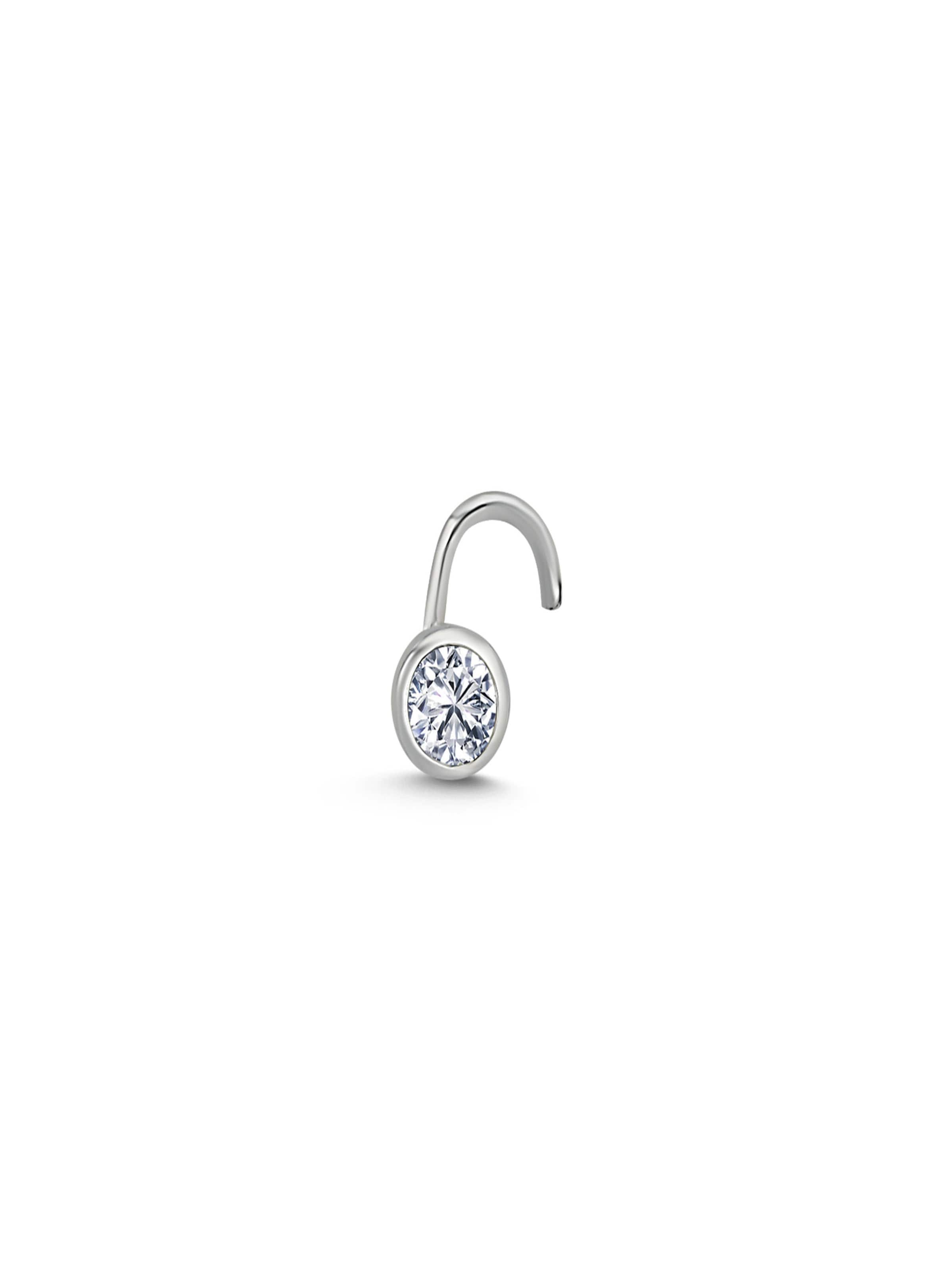 EinStein Diamant Piercings 'Piercing + Nostril 0,08 Carat Diamant Nasenpiercing 950er Platin' in Silver: front