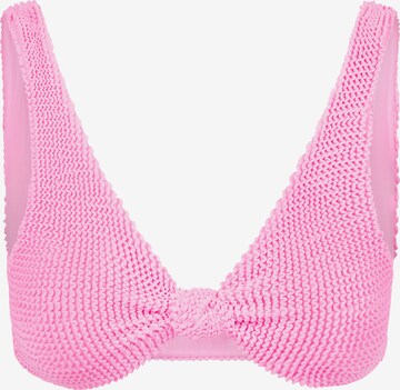 Moda Minx Triangel Bikinitop 'Scrunch' in Roze: voorkant