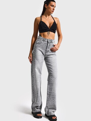 IT'S BASIC Regular Jeans 'Straight Mid Rise Jeans' in Grijs: voorkant