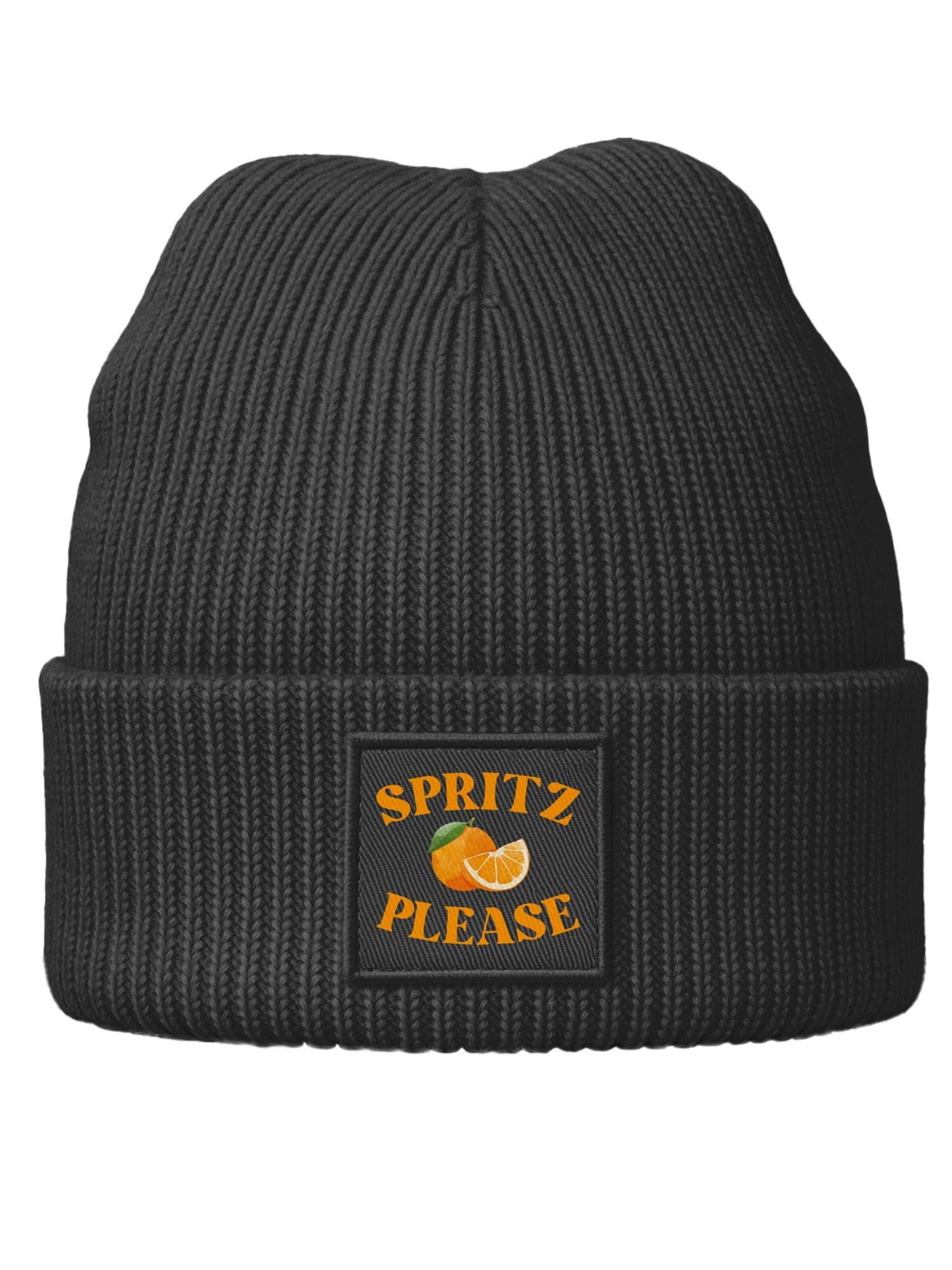 Neverless Mütze 'Spritz Please'‌‌‌ in Schwarz: Vorderseite