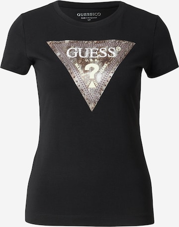 GUESS - Camiseta en negro: frente