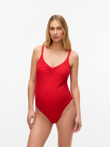 MAMALICIOUS Bralette Swimsuit in Red: front