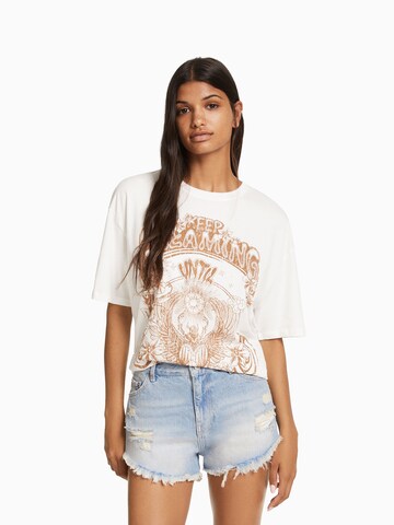 Bershka T-Shirt in Weiß: Vorderseite