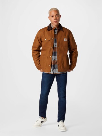Only & Sons Slim fit Button Up Shirt 'ONSGudmund' in Brown