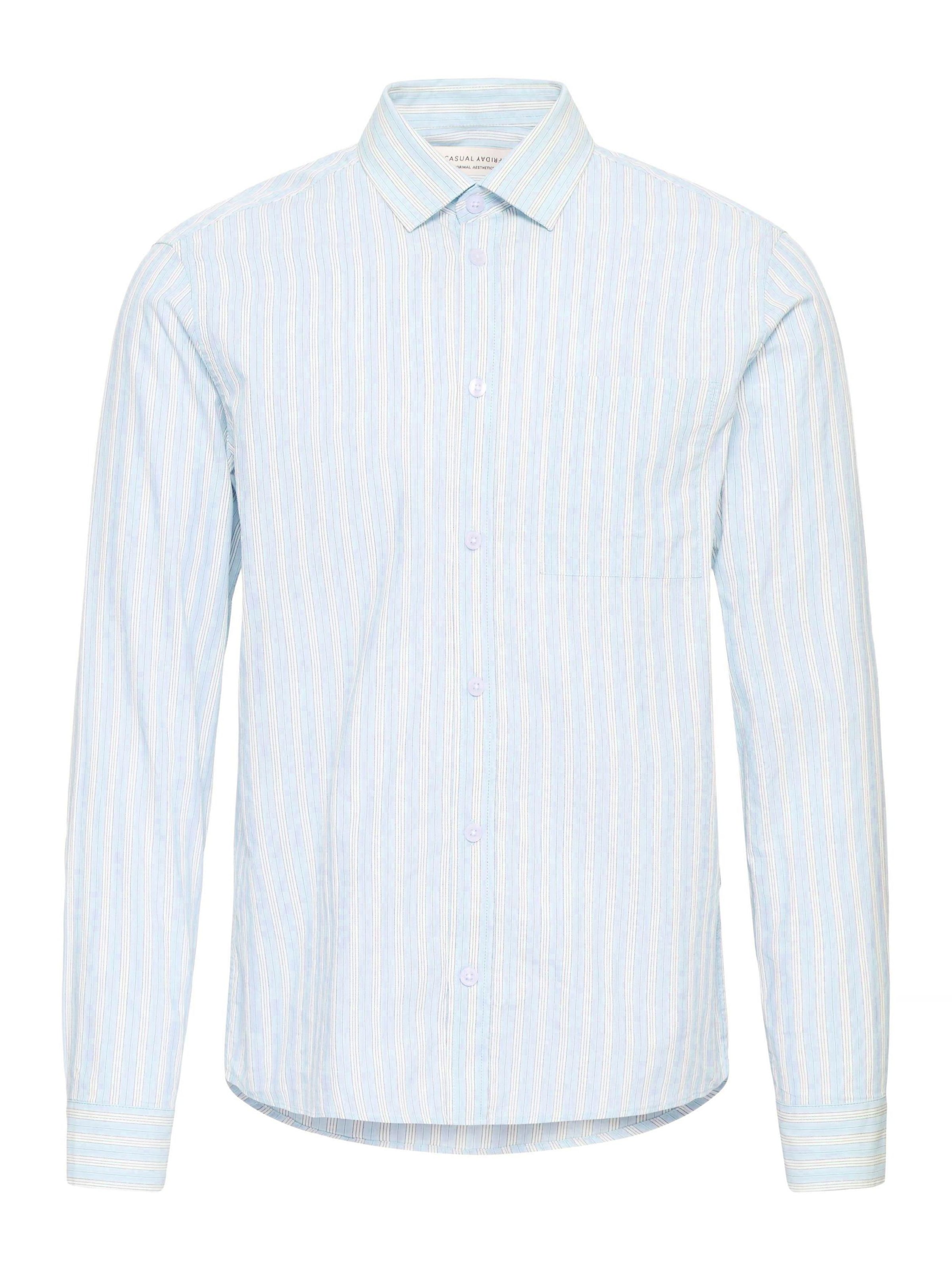 Casual Friday Regular Fit Langarmhemd ' CFOrlyn Striped ' in Blau: Vorderseite