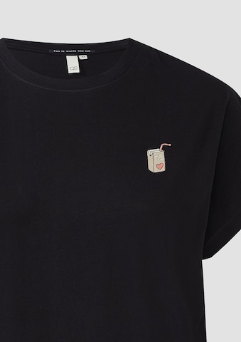 QS T-Shirt in Schwarz