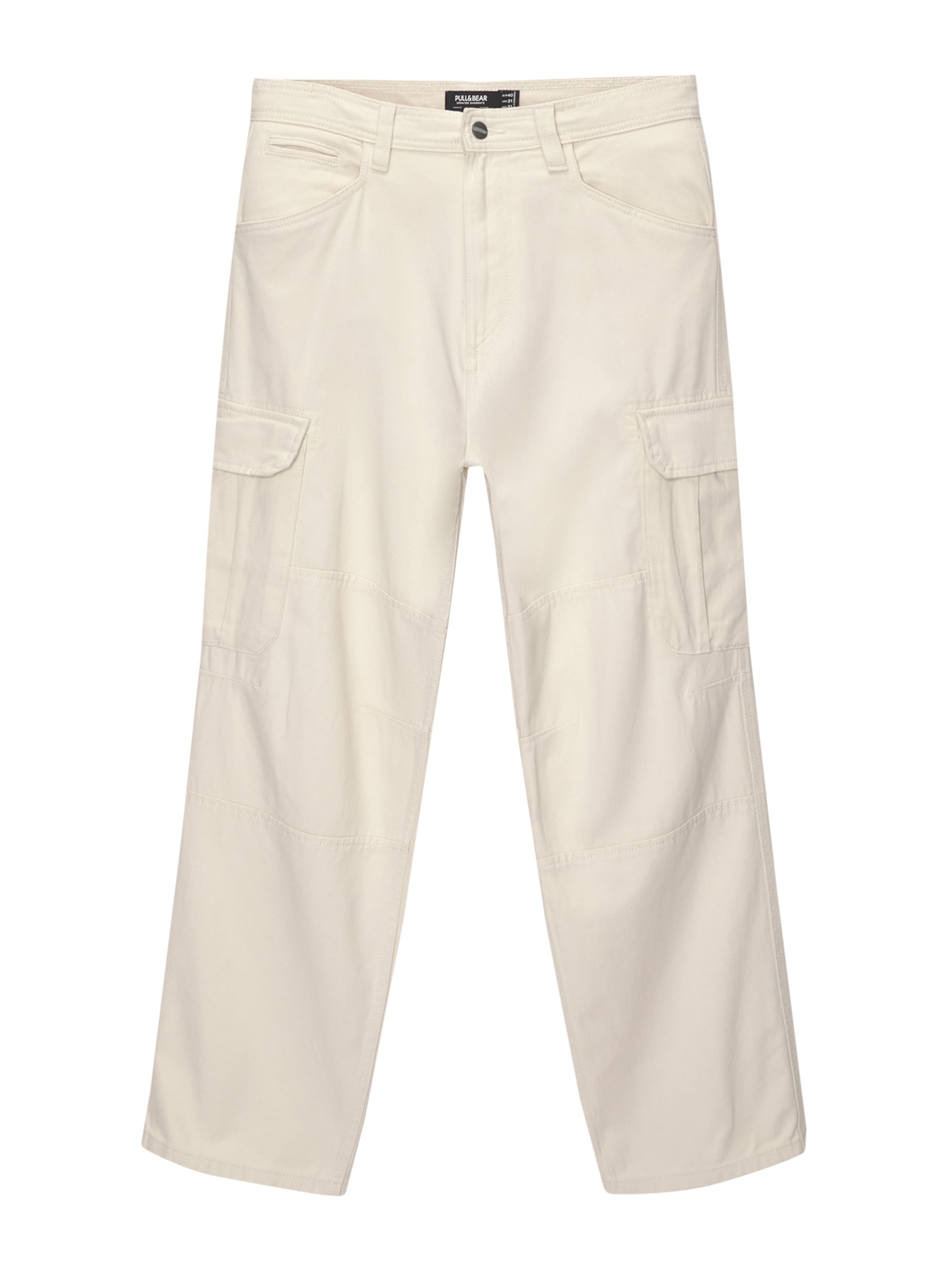 Pull&Bear Zvonové kalhoty Kapsáče – béžová: přední strana