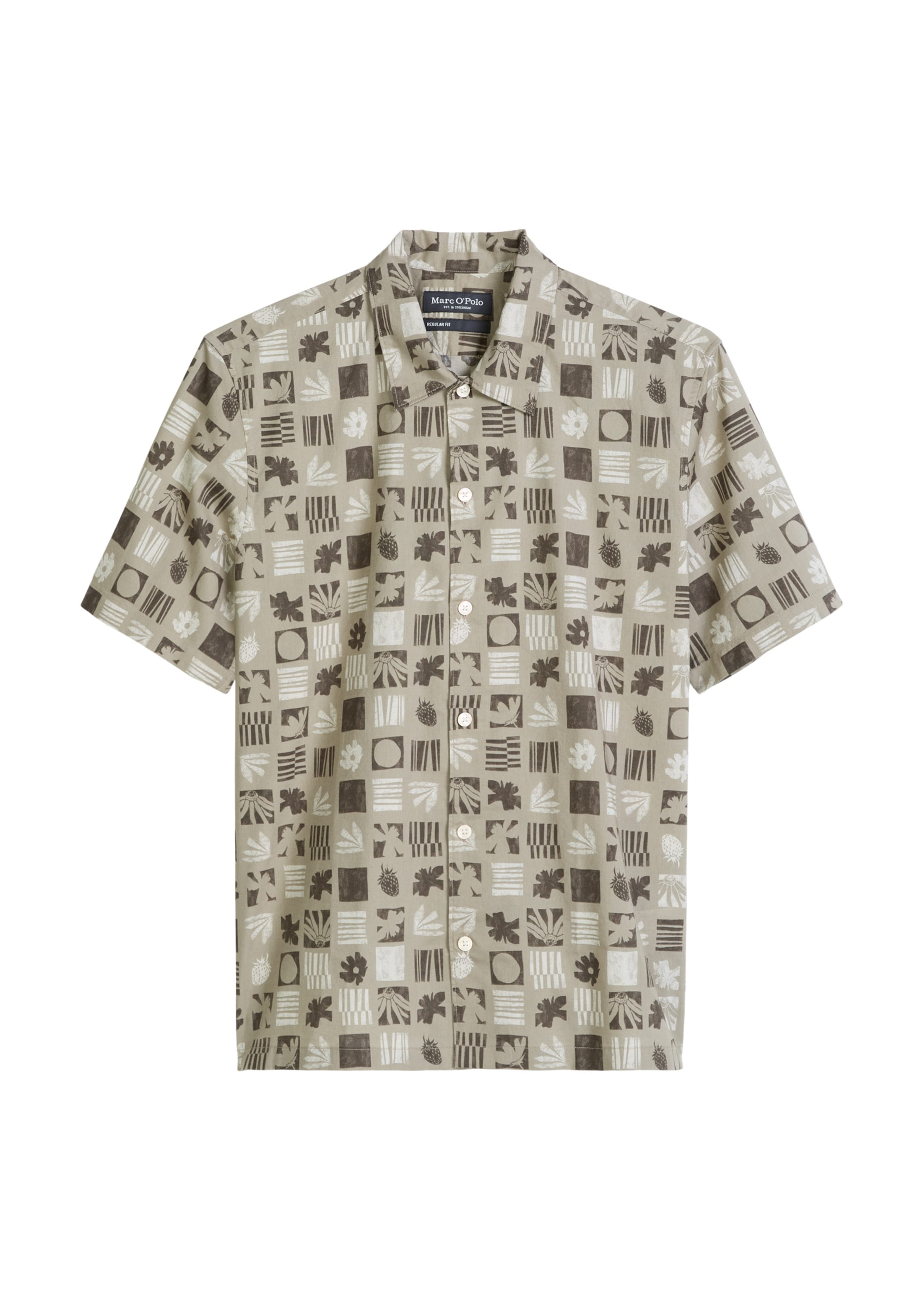 Marc O'Polo Regular fit Overhemd in Bruin: voorkant