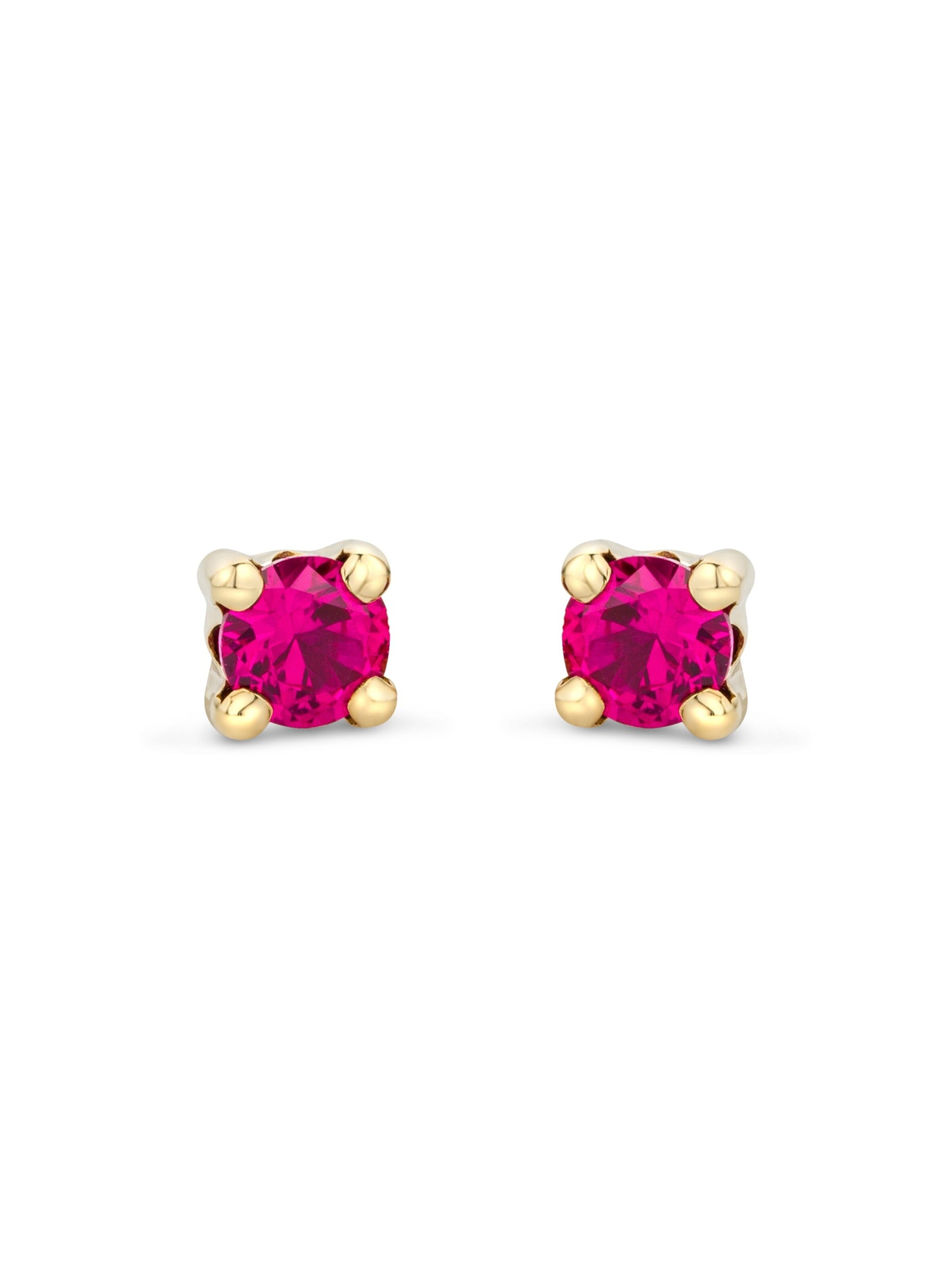 DIAMANT LETERNEL Earrings 'Ohrringe aus 375 Gelbgold mit Rubin' in Gold: front