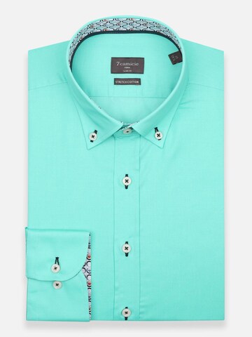 Slim fit Camicia business 'Leonardo Sport Poplin Stretch Man Shirt Black' di 7Camicie in verde: frontale