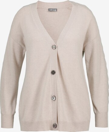 Ulla Popken Oversized Cardigan in Beige: front