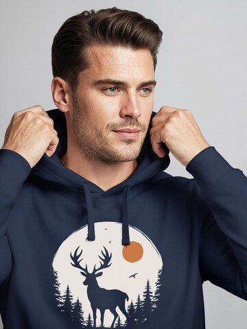 Neverless Sweatshirt 'Wald Hirsch'‌‌‌‌‌‌‌ in Blau