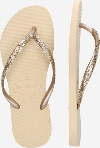 HAVAIANAS T-Bar Sandals 'SLIM GLITTER II' in Beige