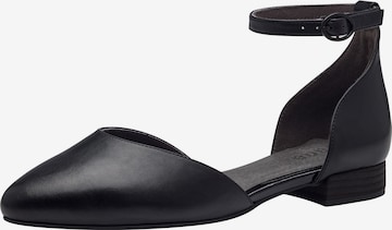 JANA Ballet Flats with Strap in Black: front