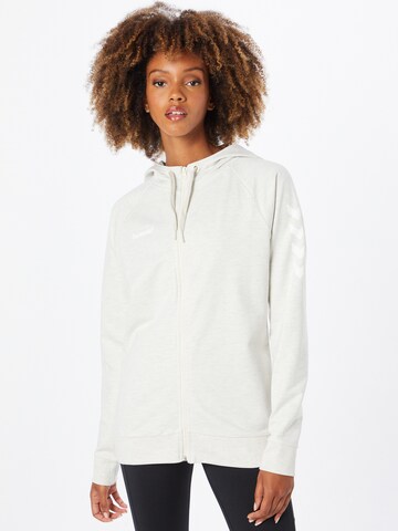 Hummel Athletic Zip-Up Hoodie in White: front