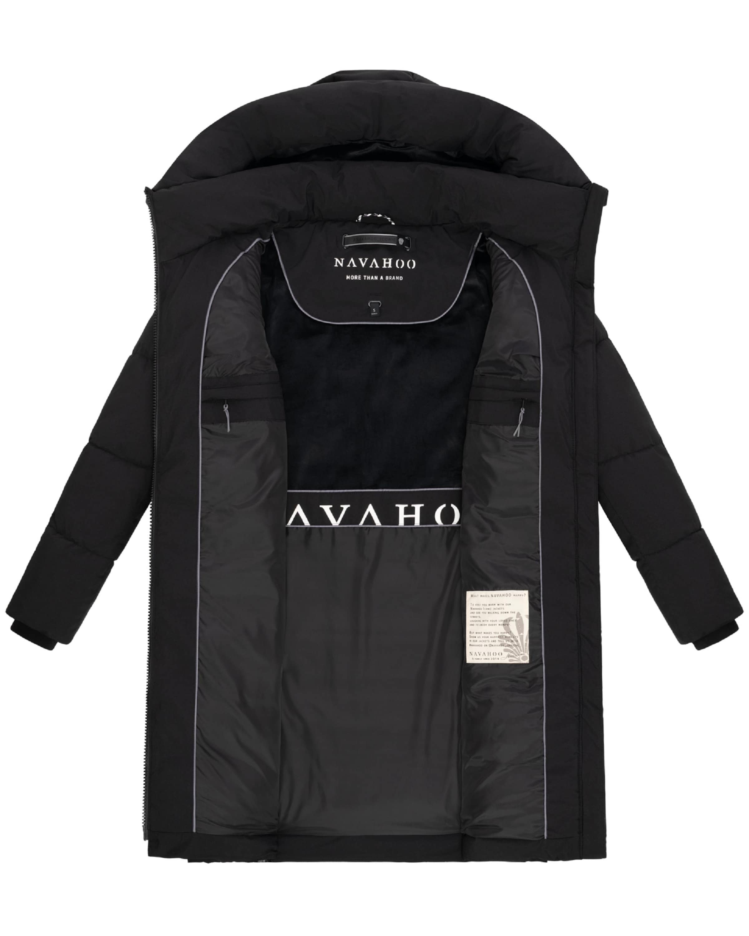 NAVAHOO Winter coat 'Mondnebel XIV' in Black