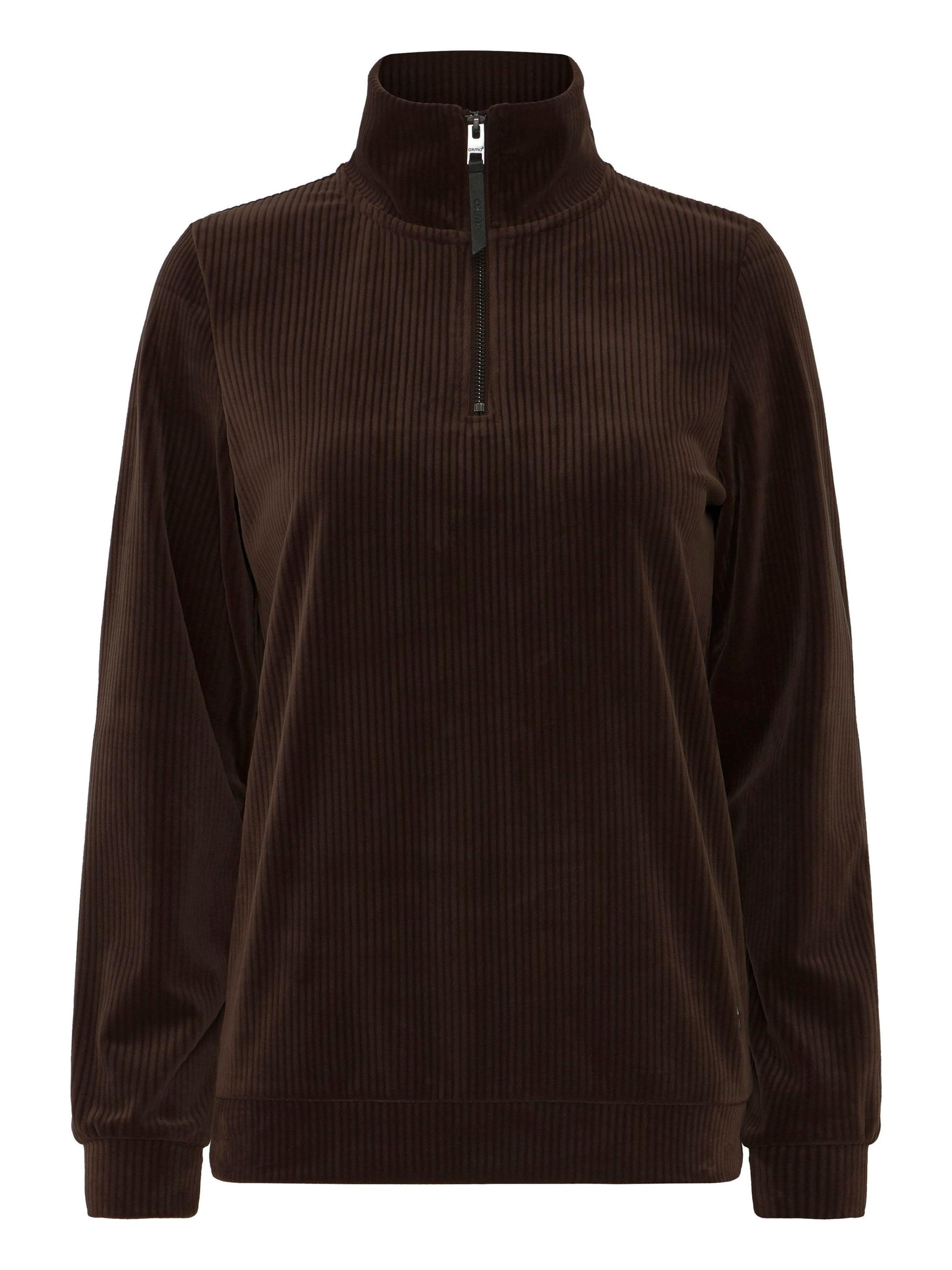 Oxmo Longsweatshirt ' OXEBBA HALFZIP ' in Braun: Vorderseite