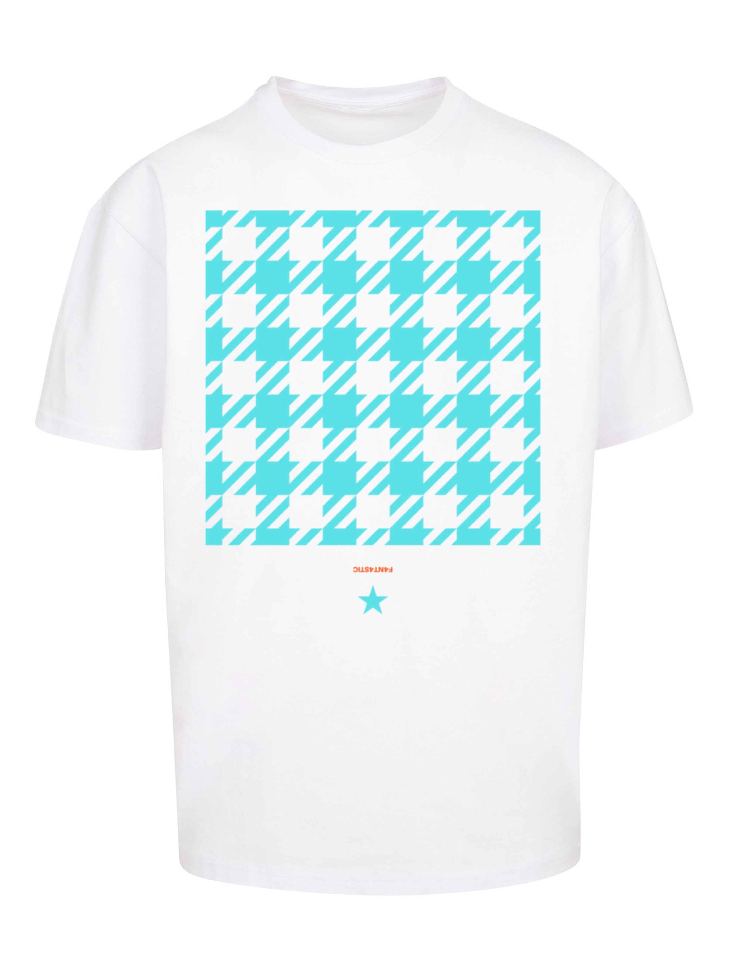 T-Shirt 'Hahnentritt' F4NT4STIC en blanc : devant