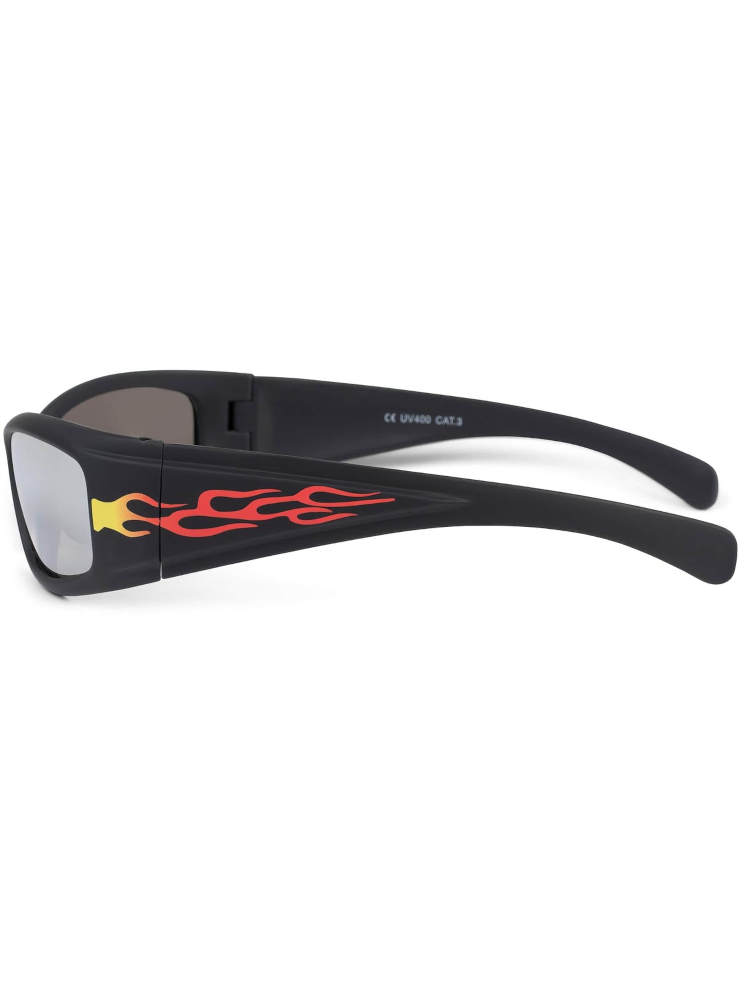 styleBREAKER Sonnenbrille 'Kinder Sport Sonnenbrille mit Flammen Print' in Silber