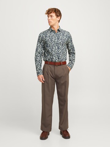 JACK & JONES Regular fit Button Up Shirt 'Leeds' in Grey