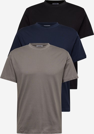 ABOUT YOU Majica 'Len' u mornarsko plava / antracit siva / crna, Pregled proizvoda