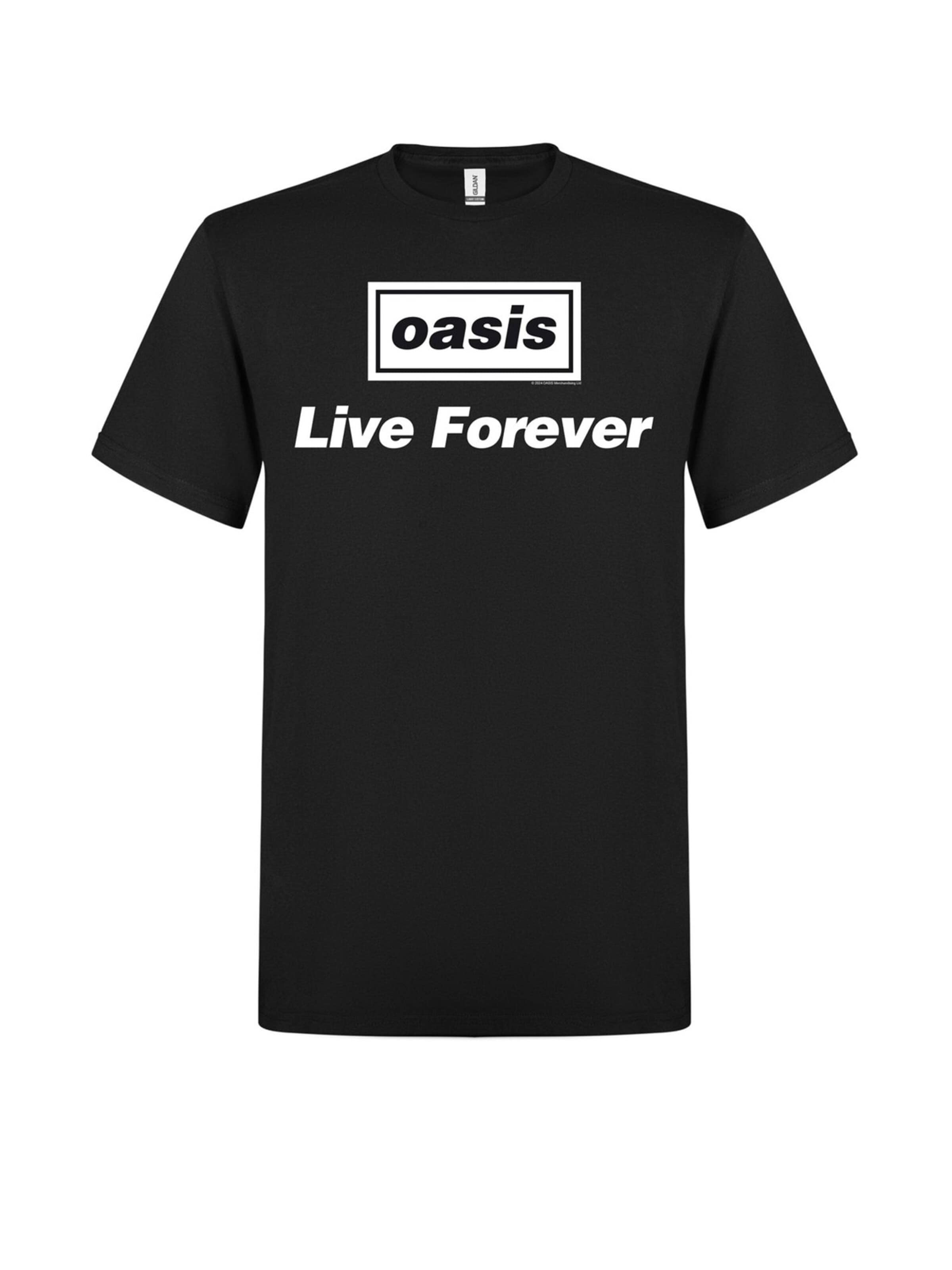 Oasis Shirt 'Live Forever'‌‌‌‌‌‌ in Schwarz: Vorderseite