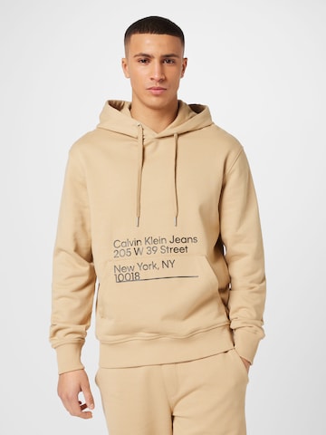 Sweat-shirt 'Address' Calvin Klein Jeans en beige : devant