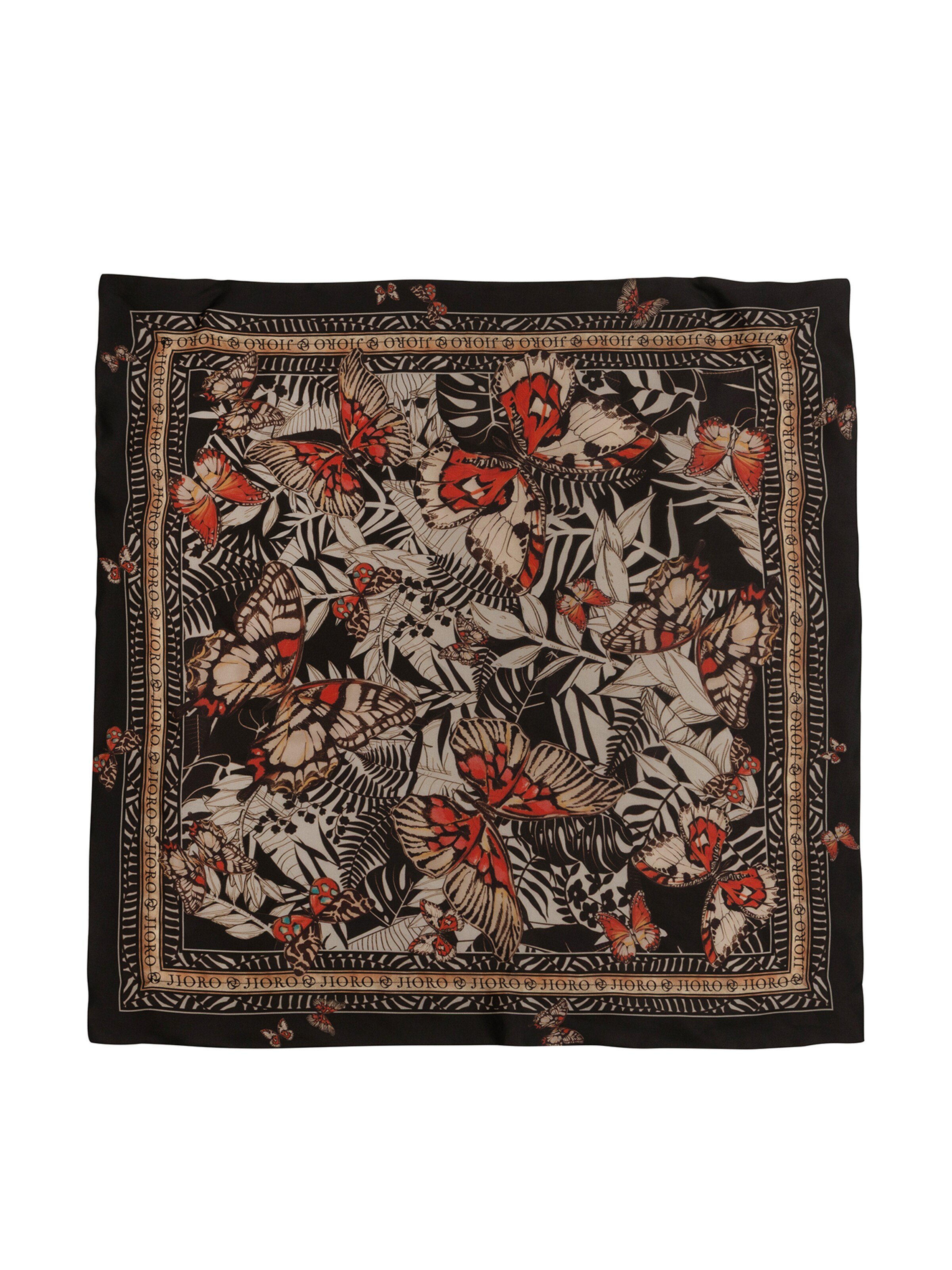 JIORO Scarf 'MIDNIGHT BUTTERFLIES' in Black: front