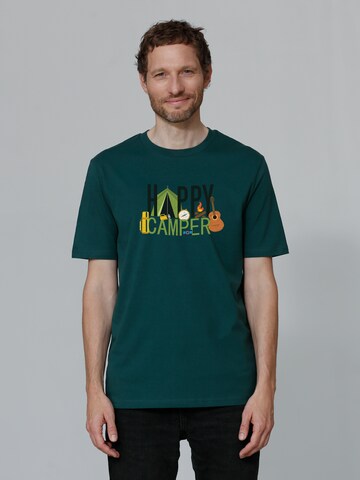 Watapparel Shirt ' Happy Camper ' in Groen: voorkant