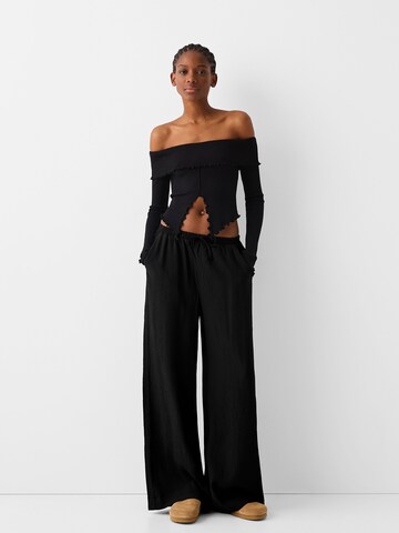 Wide Leg Pantalon Bershka en noir