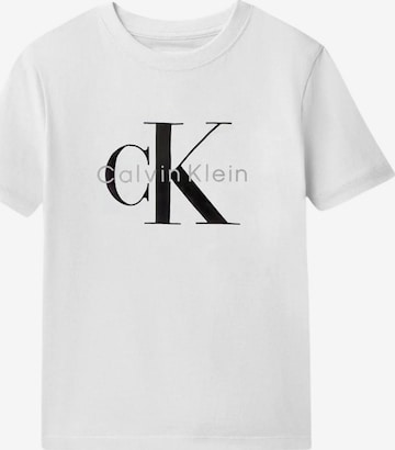 T-Shirt 'CK MONO LOGO SS T-SHIRT' Calvin Klein Kids en blanc : devant