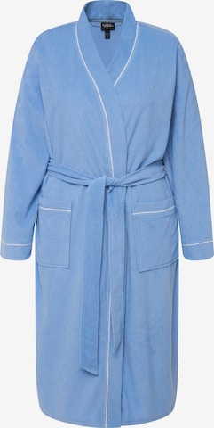 Ulla Popken Long Bathrobe in Blue: front