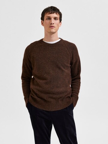 Pull-over 'Rai' SELECTED HOMME en marron : devant