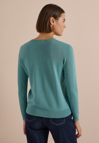 CECIL Basic Pullover mit V-Neck in Unifarbe in Blau