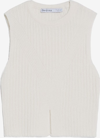 Bershka Gebreide top in Beige: voorkant