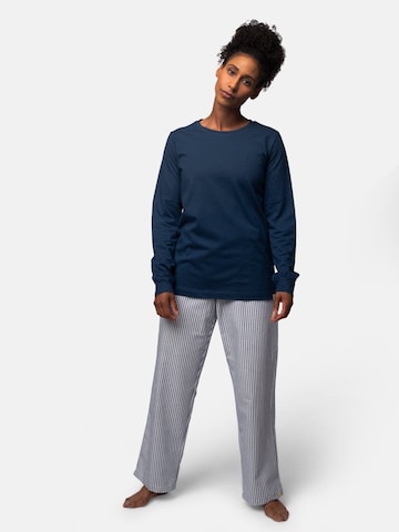 greenjama Pajama Shirt 'Langarm-Shirt mit Woll-Anteil und Bündchen' in Blue