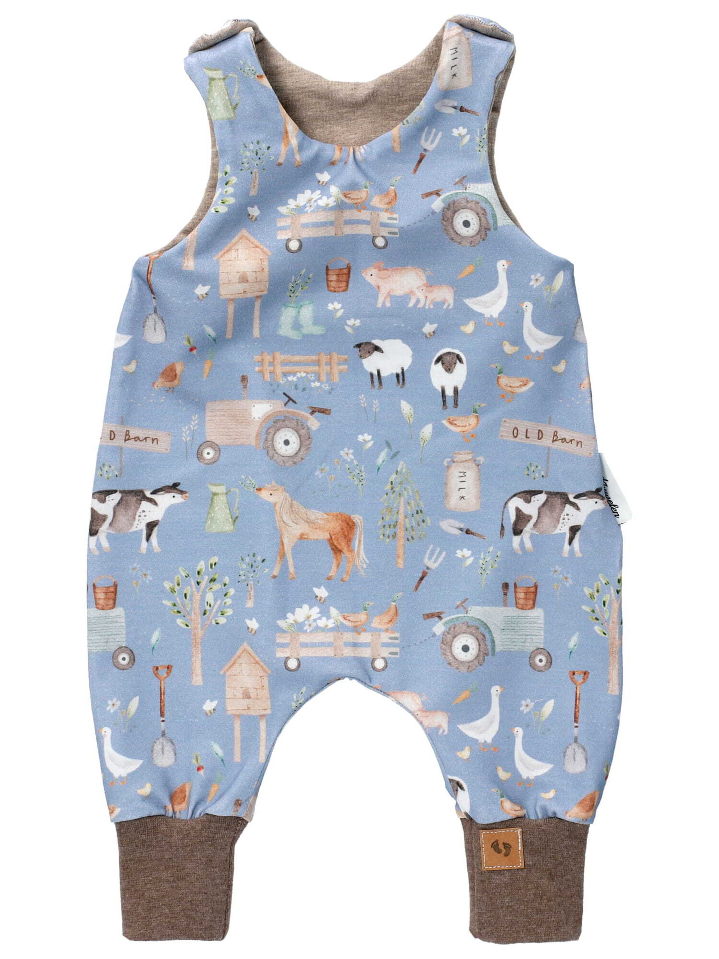 Barboteuse / body 'Bauernhof' Land-Juwelen en bleu : devant