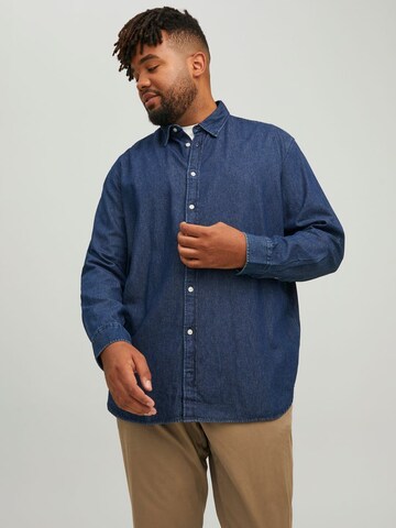 JACK & JONES Comfort fit Button Up Shirt in Blue: front