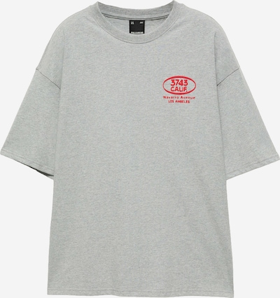 Pull&Bear T-Shirt in XS in hellgrau / rot / weiß, Produktansicht