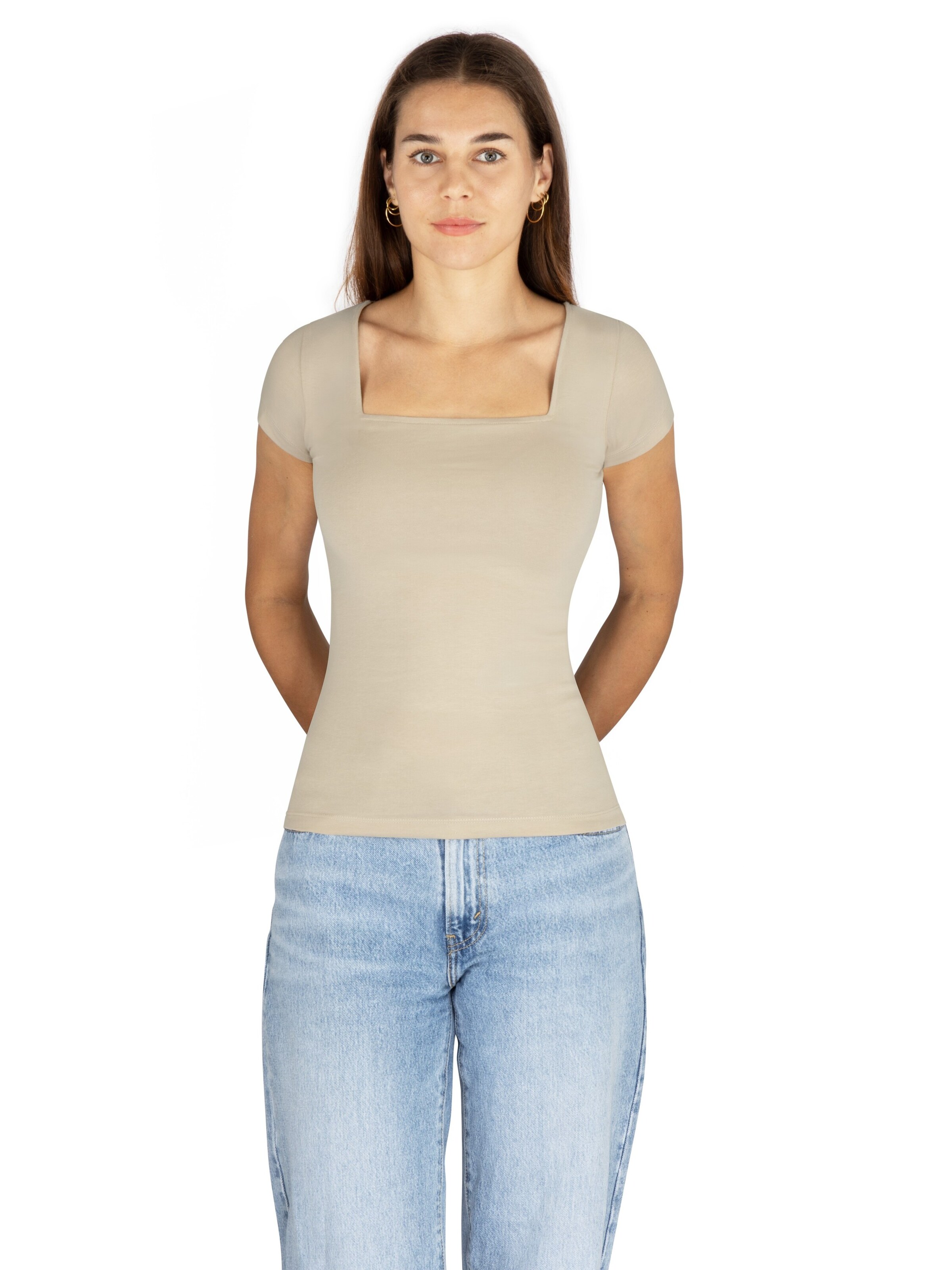 Janice Shirt in Beige: voorkant