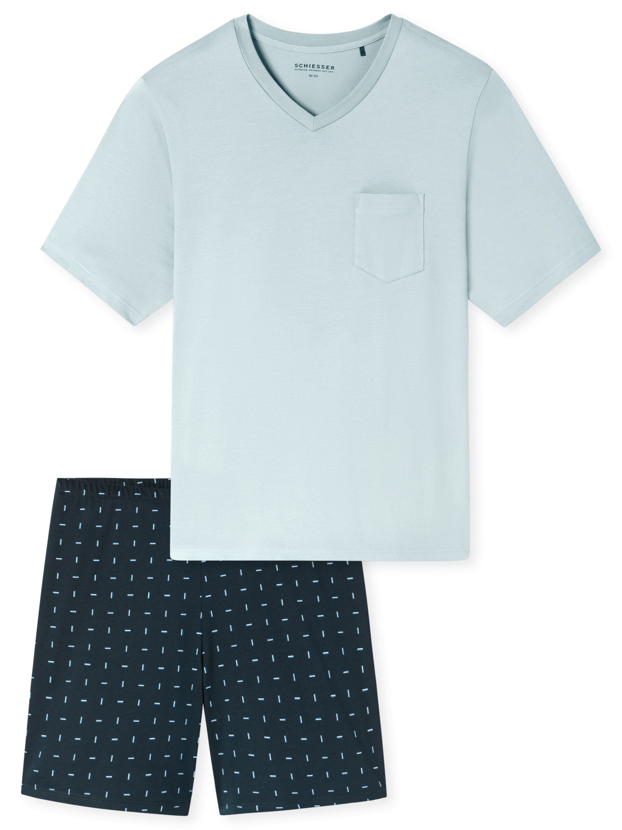 SCHIESSER Pyjama kort ' Comfort Essentials ' in Blauw: voorkant