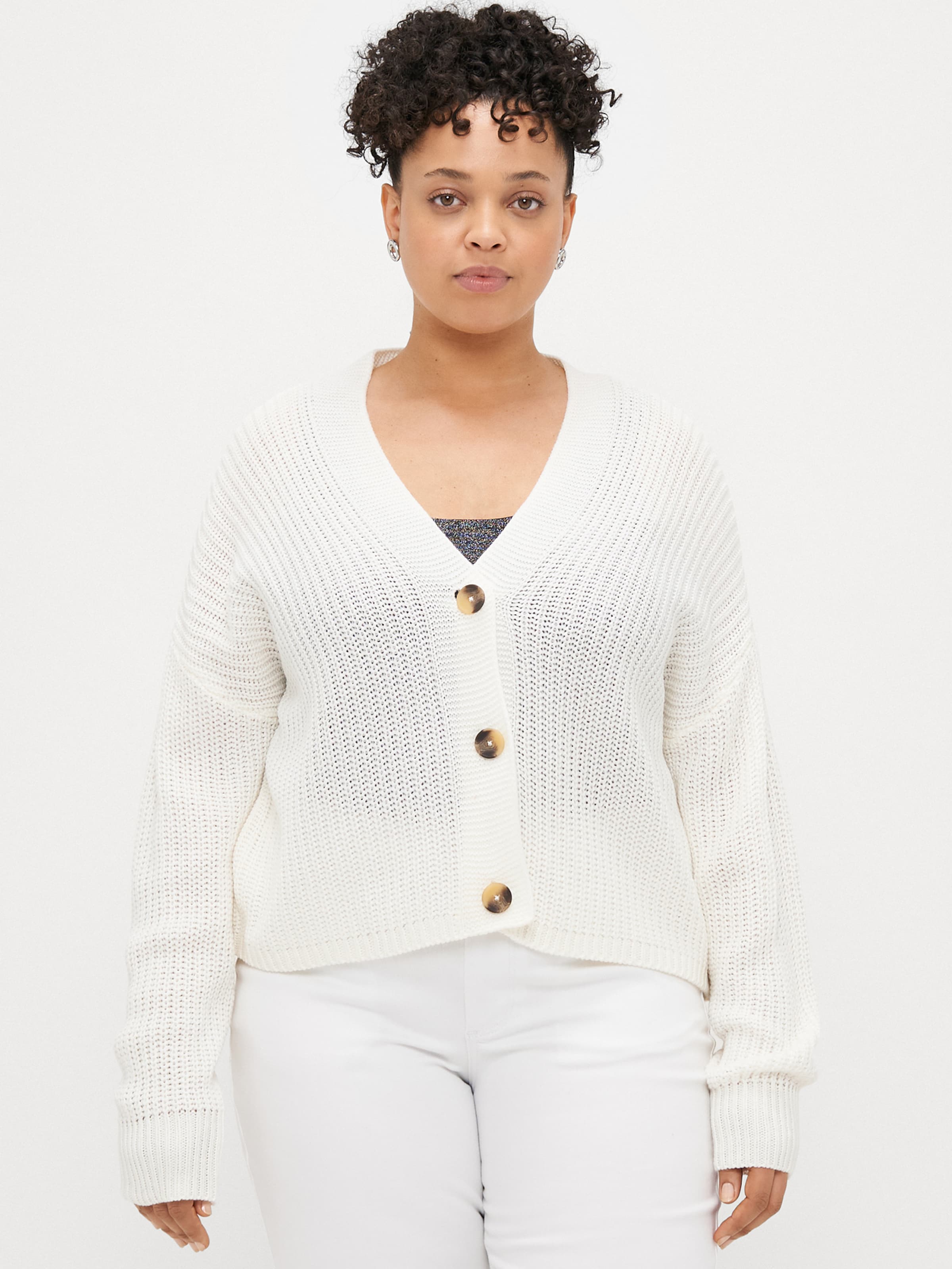 ONLY Carmakoma Knit Cardigan 'CARCAROL NICE' in White | ABOUT YOU