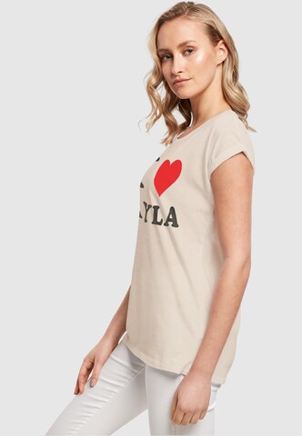 T-shirt 'I Love Layla' Merchcode en beige