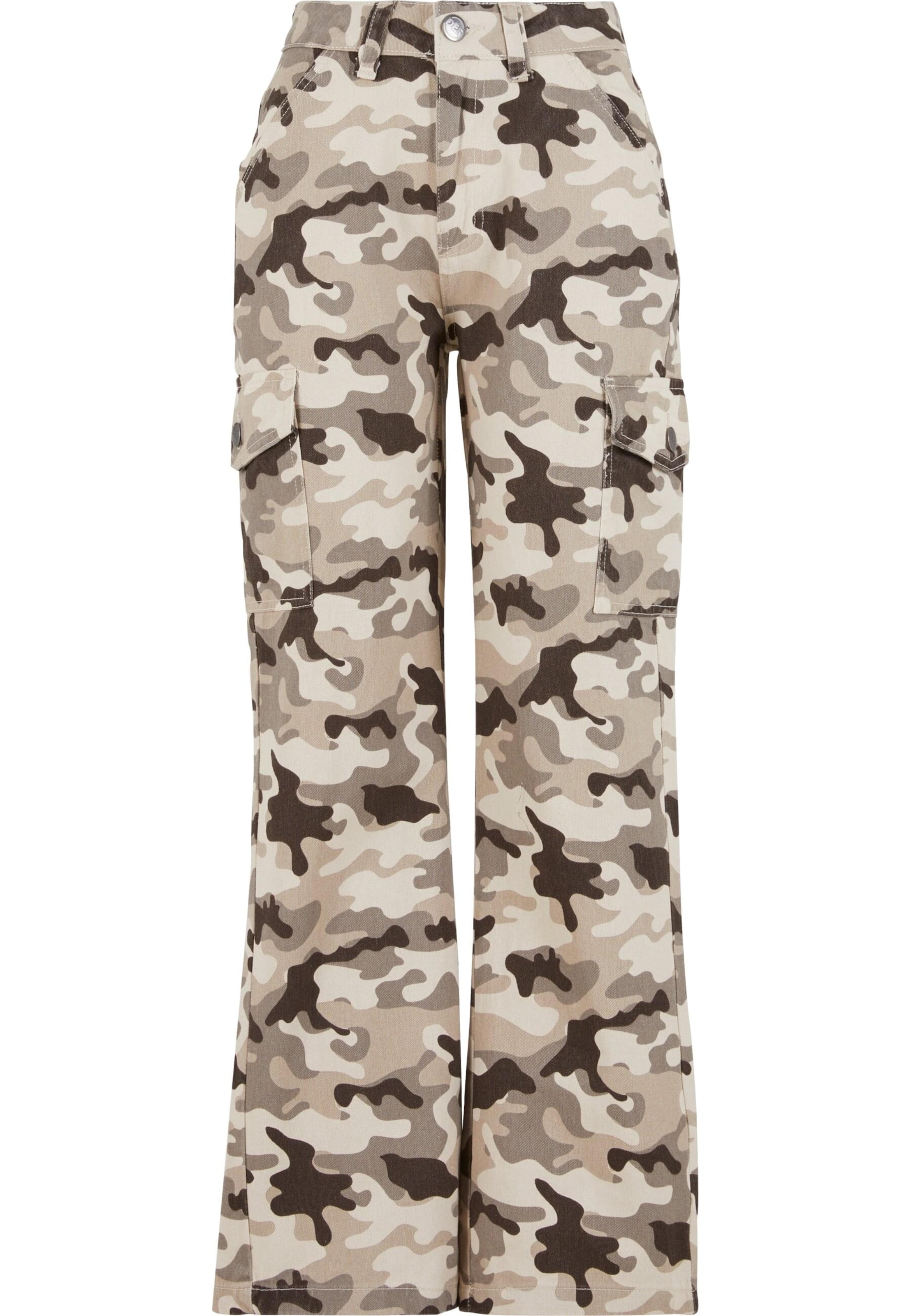 DEF Wide Leg Cargojeans i beige: forside