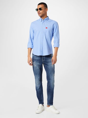 HUGO Red Slim fit Button Up Shirt 'Evito' in Blue