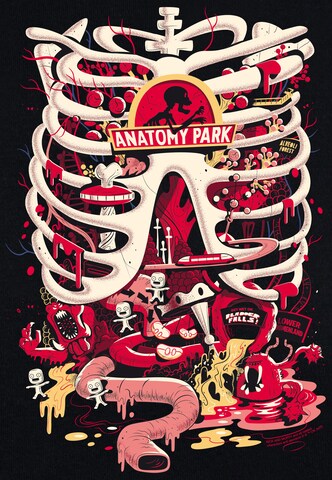 LOGOSHIRT Shirt 'Rick & Morty - Anatomy Park' in Zwart
