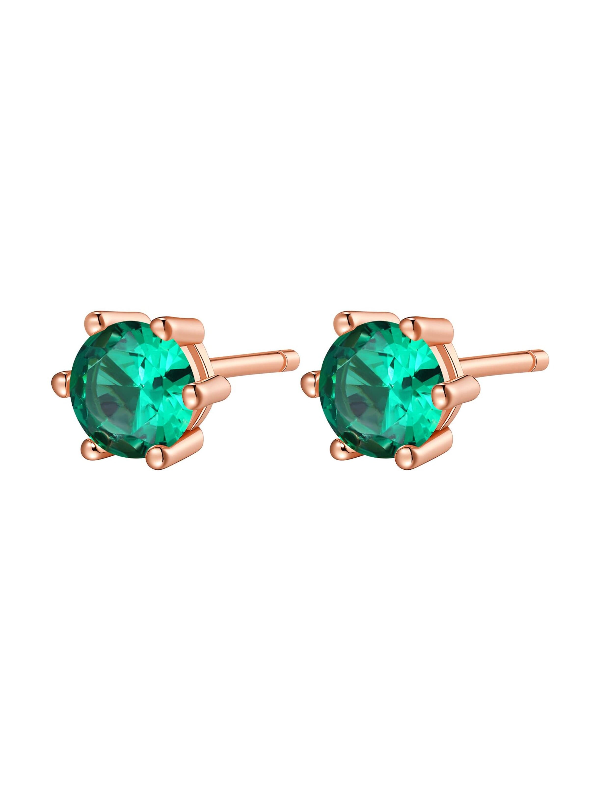 Hey Happiness Oorbellen 'Emerald Gemstone' in Goud